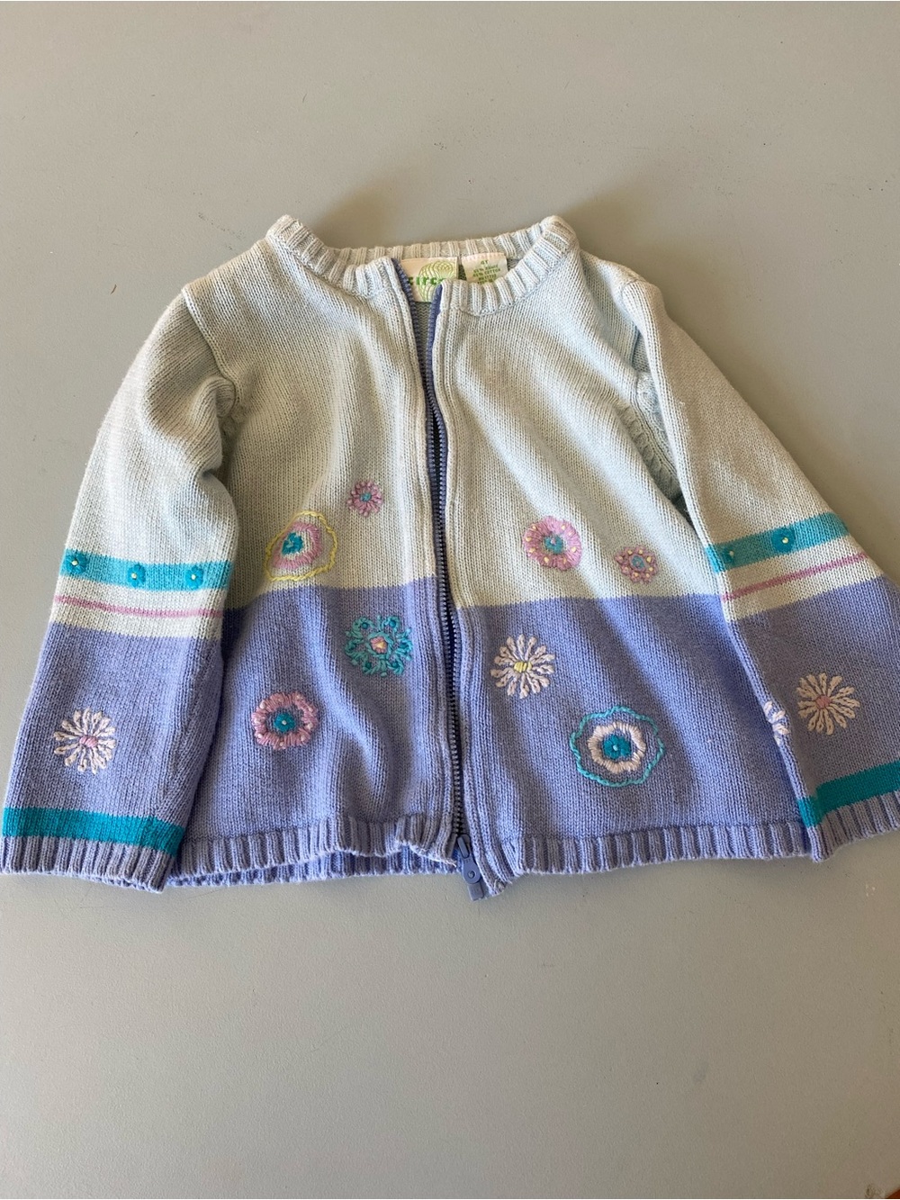Vintage Circo 4T Toddler Lavender, Cream & Teal Floral Zip Cardigan